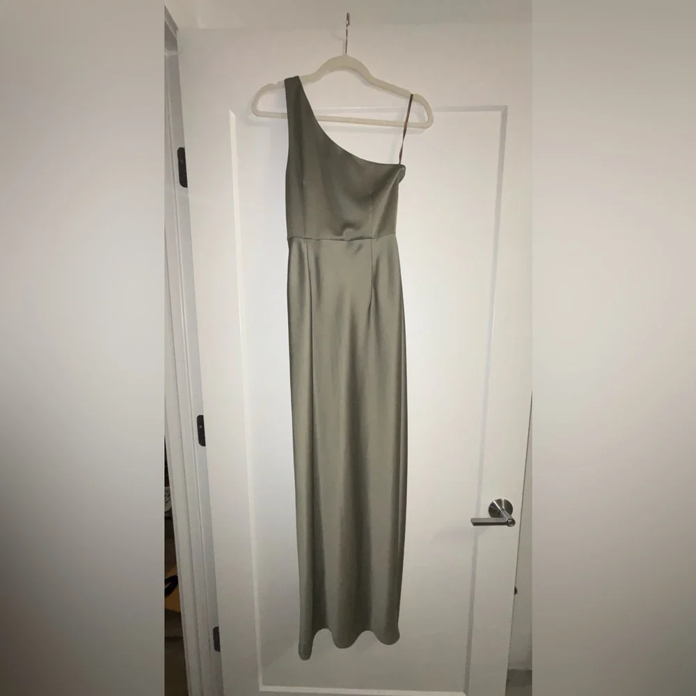 BHLDN One Shoulder Olive Dress - Picture 2 of 11